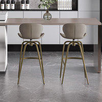 Tabouret de bar en bambou avec dossier haut pivotant, pour usage domestique, style moderne, luxe léger, couleur bronze antique, modèle design, style européen HD-7313D