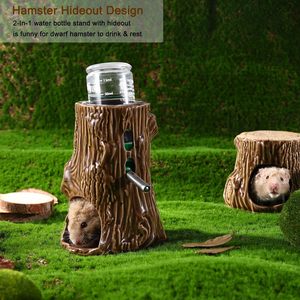 Glass <strong>Tank</strong> 3-in-1 Adjustable Gerbil Stand Holder Chew Proof Ceramic Dispenser for Dwarf Syrian <strong>Hamster</strong> Mice Rat Water Bottle - Product Image 3
