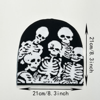 Bas quantité minimale de commande fabricants de bonnets personnalisés partout impression Jacquard Y2K gothique sans manchette pli sans manchette hiver crâne casquette tricot chapeau avec Logo