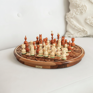 Nouveau design Jeu d'échecs en bois Forme ronde Pièces de haute qualité Idéal pour les cadeaux Échiquier en bois le plus vendu au prix de gros - Product Image 1