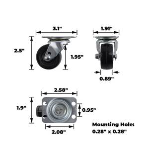 Ruedas Giratorias de 2 Pulgadas, Resistentes, Negras - Product Image 2
