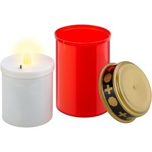 LED <b>Candle</b> Light Warm White <b>Red</b> Canister 2xAA IP44 Outdoor Garden Decor - Product Image 1