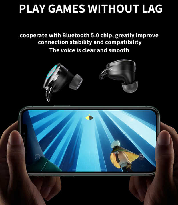 スポーツBluetooth 5.0経由のワイヤレス,充電ボックス付きのミニ防水