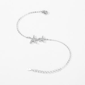 Bracelet chaîne en argent sterling S925 avec étoile de mer et zircon étincelant, thème vie marine, pour femme, version cuivre personnalisable - Product Image 4
