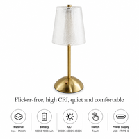 Luxuriöse Kabellose Aufladbare Kristall-LED-Lampe, 3-Farben Stufenlos Dimmbar für Hotel Restaurant Bar, Großhandel OEM Anpassbar
