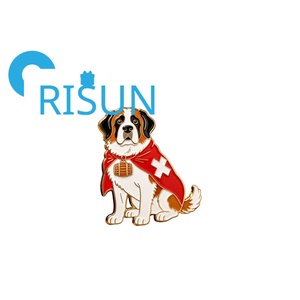 Pin de Solapa Esmaltado de Metal 3D Personalizado de Perro San Bernardo de Rescate, Estilo Barril Suizo, Marrón Amarillo, Venta al por Mayor - Product Image 4
