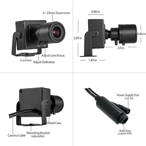REVODATA 5MP Mini PoE IP Zoom Camera, 6-22mm Zoom Lens Cámara de Seguridad Interior Red CCTV Vigilancia ()