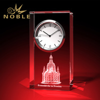 Horloges de table en cristal personnalisées, artisanat en verre, Frauenkirche de Dresde, Allemagne, horloge en cristal, cadeaux de bureau