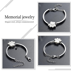 Urnen-Armreif mit Verstellbarer Kette aus Edelstahl, Haustier-Gedenkschmuck, Pfoten-Asche-Halter Armband für Hunde und Katzen - Product Image 4