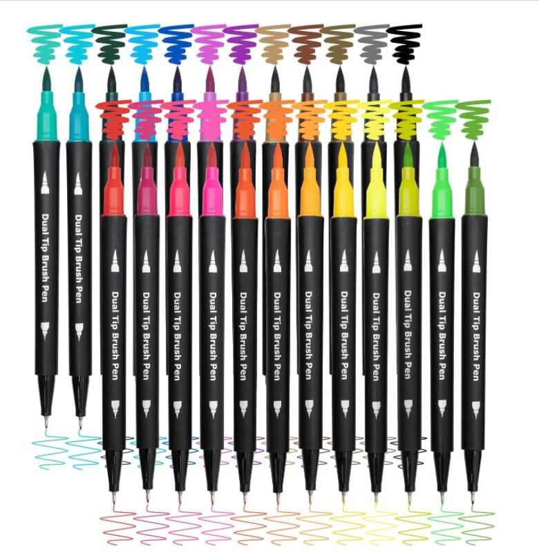 24 Colors Dual Tip Brush Pens 24 Art Markers Brush Tip Watercolor Pen Set Dual Tip Brush Art Marker