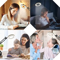 LED Magnifying Glass Desk Lamp 3 Modes10 Ways Brightness Adjustable Metal Clip Laboratory Desk Led Lamp with Magnifier