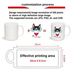 Mug en céramique blanche de 11 oz pour sublimation, vente en gros d'usine, haute qualité, personnalisable avec logo sur mesure - Product Image 2
