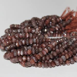 Pierre de lune naturelle de 8 mm, couleur café chocolat, facettée, rondelle, pierre précieuse, certifiée IGI, brin, prix de gros, prix d'usine - Product Image 1