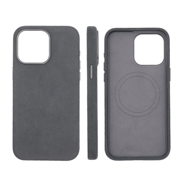 Customization Suede Fabric Genuine Leather for iPhone 13 14 15 16 Pro Max Case Holder Cover Magnet Cell Phone Cases