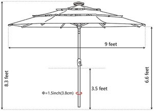 Sombrilla <span class=keywords><strong>Solar</strong></span> de 3 niveles con 80 luces LED, paraguas para Patio, mesa de exterior con ventilación, 9 pies - Product Image 4