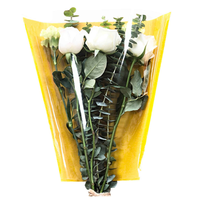 Film d'emballage pour fleurs en papier kraft biodégradable et imperméable + BOPP, collier de maintien pour bouquet, manchons d'emballage, film transparent