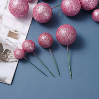 Boules de Mousse à Paillettes Décoration de Gâteau Joyeux Anniversaire Topper Faux Boule pour Décoration de Gâteau d'Anniversaire