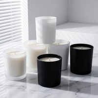 Pot à bougie parfumée en verre vide, personnalisé, de luxe, blanc givré, noir mat, avec couvercle et emballage en boîte, 3 tailles