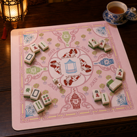 Tapis de Mahjong Tropical Pastel Adorable, Robuste, Antidérapant, Insonorisé, Personnalisable, pour Jeux de Mahjong et de Poker en Intérieur/Extérieur