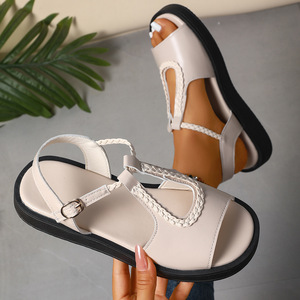 Sandalias Romanas Casuales para Mujer, Tejidas, Cómodas, con Punta Abierta, Diseño de Hebilla, Plataforma, Zapatos de Verano - Product Image 4