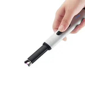 Briquet électronique USB sans cadre, coupe-vent, Rechargeable, avec bouton de sécurité, pour la cuisine à domicile