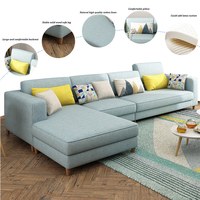Canapé d'Angle Moderne et Épuré de Style Nordique avec Cadre en Bois Massif, Ensemble en Forme de L pour Salon