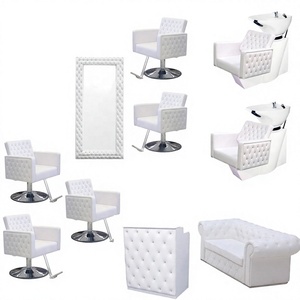 Ensemble de mobilier de salon ergonomique en cuir synthétique durable, fauteuil de coiffure inclinable, miroir réglable en hauteur, portable pour hôtel et atelier - Product Image 4