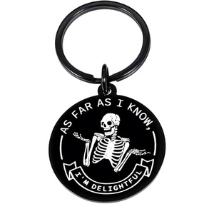 Portachiavi <span class=keywords><strong>con</strong></span> Teschio, Regalo Divertente, Scheletro 'Finché non lo saprò io, sono un piacere', Portachiavi Sarcasmi per Colleghi, Regali da Lavoro - Product Image 1