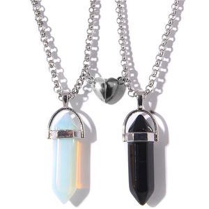 2pcs tinh thể lẫn nhau thu hút vài phù hợp với hình lục giác Mặt Dây Chuyền Vòng cổ tình yêu trái tim tự nhiên đá Chakra Vòng cổ - Product Image 1