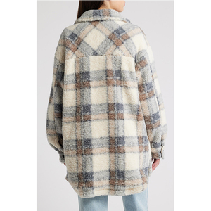Di alta qualità da <span class=keywords><strong>donna</strong></span> in pile a manica lunga ampia in tinta unita Pocket pesante scollo a V da <span class=keywords><strong>donna</strong></span> Plaid <span class=keywords><strong>giacca</strong></span> <span class=keywords><strong>camicia</strong></span> in pile - Product Image 3