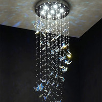 Lustres d'hôtel en forme de papillon en cristal, lampes à suspension papillon réalistes, accessoires pour l'intérieur