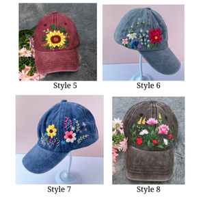 Casquette de baseball en denim unisexe personnalisable vente en gros broderie florale chapeau vintage de haute qualité femmes tissu imperméable - Product Image 4