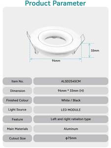 Angle Adjustable Recessed <b>Downlight</b> Frame LED GU10 MR16 Aluminum Housing 75mm Cut Out IP20 <b>Downlight</b> Housing - Product Image 4