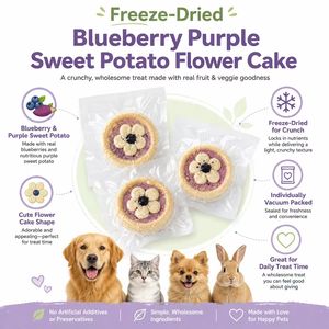 Organic Natural Grain Free Digestive Care High Fiber Dog Treats Training Reward Freeze Dried Blueberry purple Sweet Potato Cake - Product Image 5
