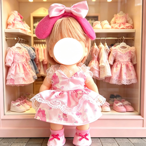 Conjunto de Vestido Rosa para Muñecas de 26 cm con Diadema de Lazo, Falda de Tul y Calcetines, Ropa de Juguete para Niñas - Product Image 4
