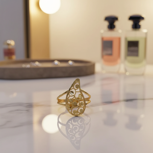 แหวนทอง 22k วินเทจ ลายฉลุรูปไข่ ดีไซน์หรูหรา สไตล์เรโทร เหมาะสำหรับงานเลี้ยงค็อกเทล สำหรับผู้หญิง - Product Image 3