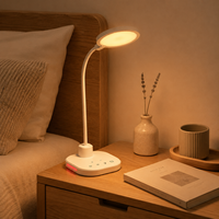 Nouvelle lampe de bureau LED intelligente avec veilleuse rouge, contrôle tactile, intensité réglable en continu, lampe de table pour chambre/bureau/stude.