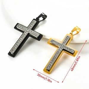Stainless Steel Zircon <b>Cross</b> <b>Pendant</b> Necklace For <b>Men</b> Women Dainty Rhinestones Christian Jesus Prayer Amulet Charms Jewelry Gift - Product Image 2