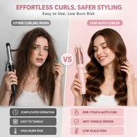 Torlin Alat Pengeriting Rambut Otomatis Marcel Curling Irons Ion Negatif 220C 10 Menit Mati Otomatis 2 Tombol Kontrol Arah Motor