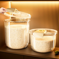 Conteneur de stockage de riz moderne et minimaliste en gros, distributeur de céréales en plastique transparent avec boucle anti-parasites, grand bac alimentaire de 10 kg