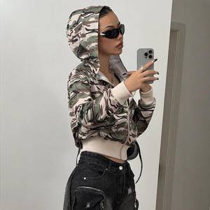 <span class=keywords><strong>Sudadera</strong></span> con capucha de algodón para mujer, con cremallera completa, estampado casual de tiburón Bapees, camuflaje <span class=keywords><strong>azul</strong></span> <span class=keywords><strong>claro</strong></span> y rosa, para invierno - Product Image 1