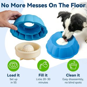 Nuevos comederos lento para perros 2026 para líquidos y golosinas, juguete de bola de entretenimiento, tazón para lamer para perros, tazón antideslizante para lamer para perros con caldo de hueso - Product Image 3