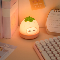 Peervormig nachtlampje Leuke cartoon-sconce USB oplaadbare sfeerlamp Draadloos draagbaar ornament Nachtkastje Slaaplampje