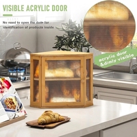 Boîte à pain d'angle pour comptoir de cuisine, conteneur de rangement en bambou pour pain fait maison, boîte à pain à deux niveaux, fixation sous armoire