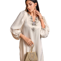 Eid Mubarak Djellaba Dubaï Luxe Diamants Abaya Robe Musulmane Femme Turquie Kaftan Ramadan Vêtements Islamiques Femme Robe Marocaine
