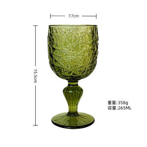 Nouveaux gobelets en verre au design vintage, <span class=keywords><strong>différents</strong></span> styles, gobelets à eau en gros, gobelets en verre vert gaufré <span class=keywords><strong>de</strong></span> 265 ml et 330 ml pour la maison et les fêtes - Product Image 6