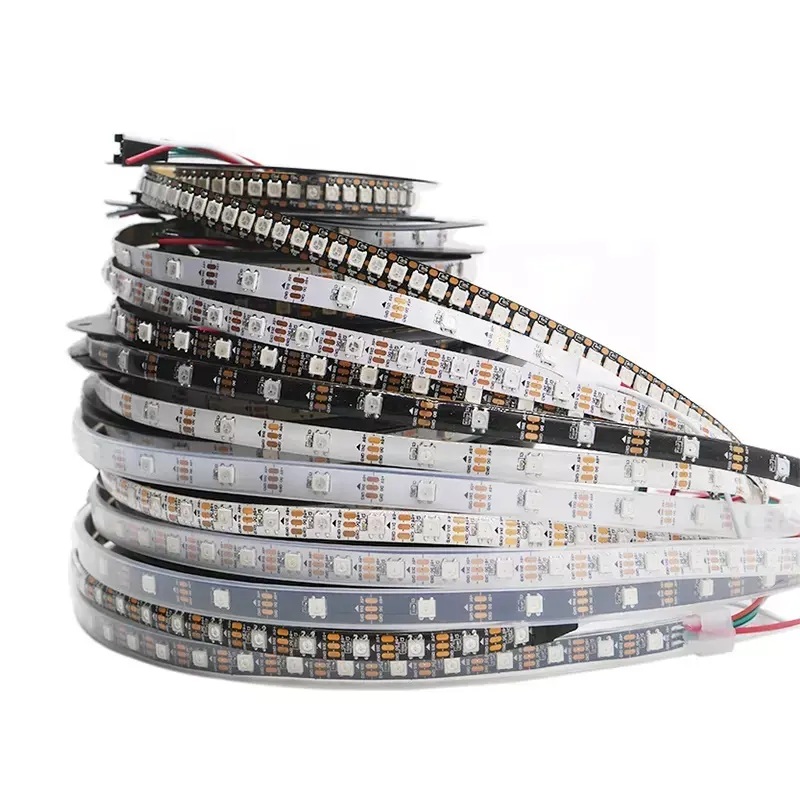 Ws2812b fita led colorida, luz branca flexível digital 5050 smd rgb ic pcb 2m 3m 5m 10m 15m 20m 30 medidor 40m 10mm 12mm