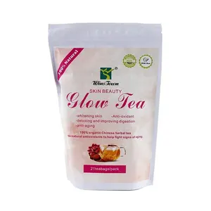 PureBio Hot Selling Anti Aging Skin Whitening Tea Natural Herbal Beauty Detox Glow Tea