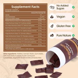 OEM ODM วิตามินเห็ดออร์แกนิก ผสมเห็ดหลินจือและเห็ดชากา ช่วยเสริมความจำและช่วยการนอนหลับ 2 ชิ้นต่อหนึ่งหน่วยบริโภค บรรจุ 60 ชิ้นต่อขวด - Product Image 5