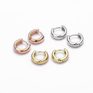 <b>Huggie</b> Earrings Small Round Minimalist Gold <b>Silver</b> Rose Gold Unisex Everyday Wear - Product Image 3